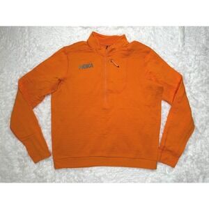 Hoka One One Mens Orange‎ Pullover Half Zip Long Sleeve Top size Large